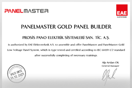EAE Panelmaster Gold Partnerlik Belgesi